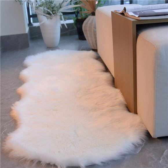 Ultra Soft Faux Sheepskin Fur Rug White Fluffy Area Rugs Chair Couch Cover Fuzzy - Picture 5 of 6